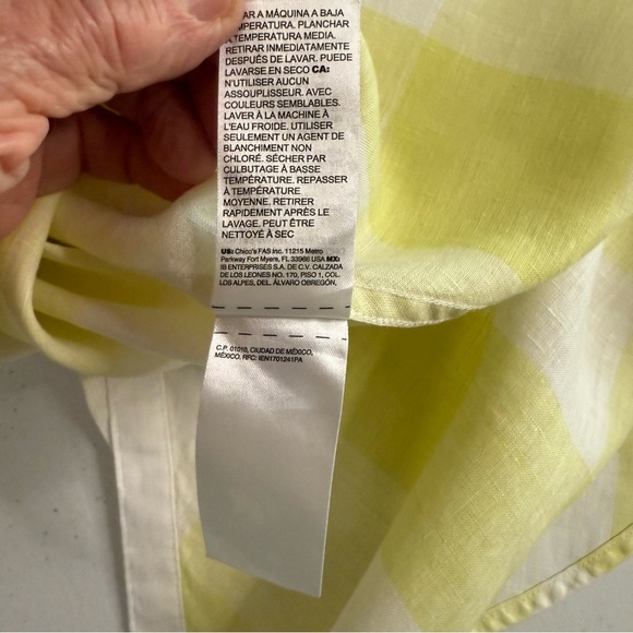Chico’s Linen Shirt Dress Yellow No Iron Tab Sleeves Women’s XL-16 (Chico’s 3) - Picture 12 of 13